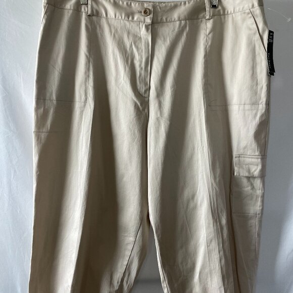 New w/defect Tara Jones Womens Beige High Rise Stretch Cropped Cargo Pants 22W - Picture 1 of 12